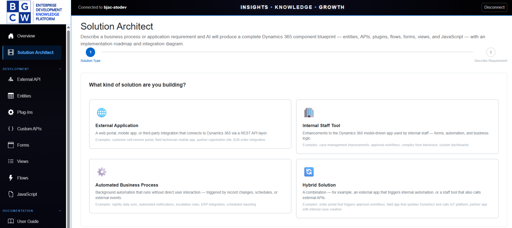 EDKP AI Solution Architect — solution type selection